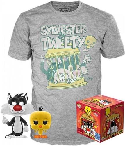 Funko Pop! Looney Tunes #309 - Sylverster & Tweety Flocked - Set + T-Shirt maat M