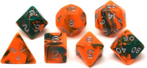 Dobbelsteen Toxic Oranje / Groen Set (7 stuks) HOT Games