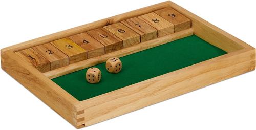 Relaxdays shut the box dobbelspel - klipp klapp - houten gezelschapsspel - rekenspel