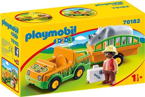 PLAYMOBIL 1.2.3 Dierenverzorger met neushoorn - 70182