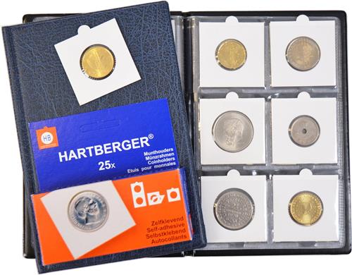 Hartberger POCKET Muntenalbum incl. 25x munthouders assortiment - zakformaat - 19 x 13 cm - muntalbum voor 36 munten in munthouders pocketalbum pocket mini klein Euromunten Souvenir munten