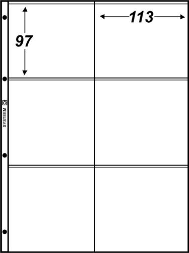 Hartberger Systeemblad S2x3 met 6 vakken ( 113 x 97 mm) 5 stuks insteekhoezen insteekbladen voor de verzamelaar!
