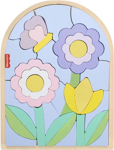 Fisher-Price houten bloemenpuzzelblokken voor kleuters, 37 houten blokken