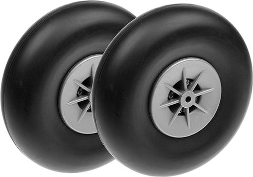 Revtec - Vliegtuig wielen - Rubber met Nylon velg - 125mm - As Dia. 5mm - 2 st