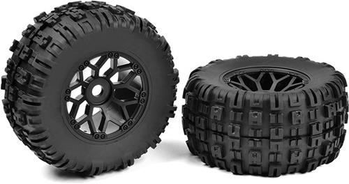 Team Corally - Off-Road 1/8 MT Tires - Mud Claws - Glued on Black Rims - 1 pair