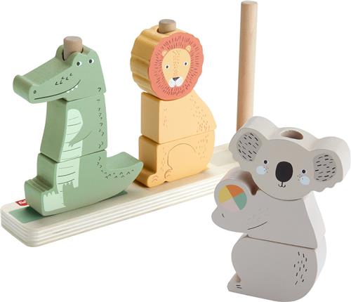 Fisher-Price Houten dieren stapelen en sorteren, speelgoed voor baby's en peuters, 10 onderdelen