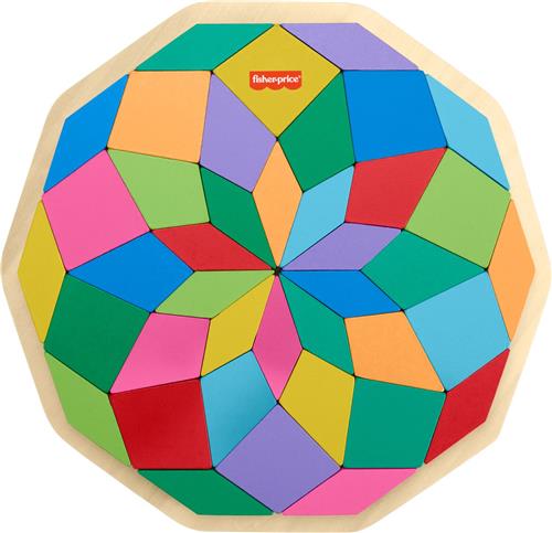 Fisher-Price Geometrische Houten Mandala Puzzel voor Peuters en Kinderen, 40 Houten Stukken