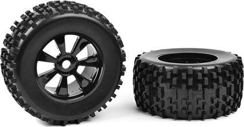 Team Corally - Off-Road 1/8 Monster Truck Tires - Gripper - Glued on Black Rims - 1 pair