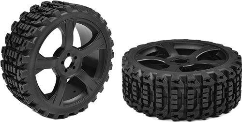 Team Corally - Off-Road 1/8 Buggy Tires - Xprit - Low Profile - Glued on Black Rims - 1 pair