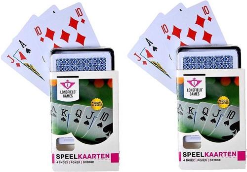 6x Speelkaarten plastic poker/bridge/kaartspel in bewaar box - Kaartspellen - Speelkaarten - Pesten/pokeren