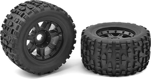 Team Corally - Monster Truck Tires - XL4S - Grabber - Glued on Black Rims - 1 pair