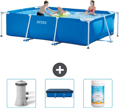 Intex Rechthoekig Frame Zwembad - 300 x 200 x 75 cm - Blauw - Inclusief Zwembadfilterpomp - Afdekzeil - Chloor