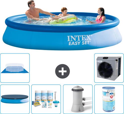 Intex Rond Opblaasbaar Easy Set Zwembad - 366 x 76 cm - Blauw - Inclusief Afdekzeil - Onderhoudspakket - Zwembadfilterpomp - Filter - Grondzeil - Warmtepomp