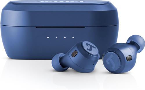 Teufel REAL BLUE TWS 3 - Draadloze oortjes met hybride Active Noise Cancelling, bluetooth 5.3 met AAC, spatwaterbescherming IPX4, oplaadcase , steel blue