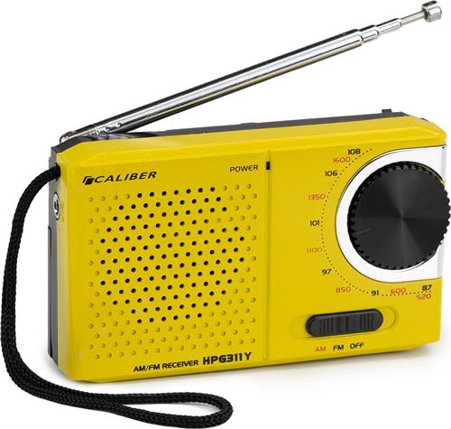 Caliber Noodradio - Radio op Batterijen - Draagbare Radio - Zakradio - AM/FM Radio - Koptelefoonaansluiting (HPG311Y)