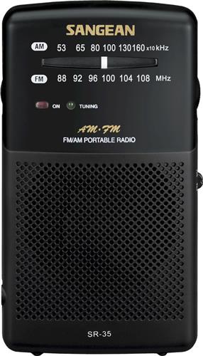 Sangean Pocket 100 - SR-35 - Zakradio met AM/FM op batterijen - Zwart