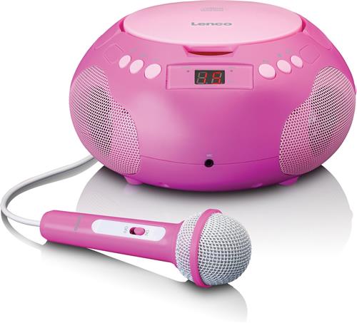 Lenco SCD-620PK - Draagbare radio/ CD player met microfoon - Roze