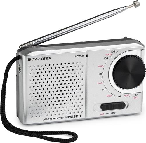 Caliber Noodradio - Radio op Batterijen - Draagbare Radio - Kleine Radio - AM/FM Radio - Koptelefoonaansluiting (HPG311R)