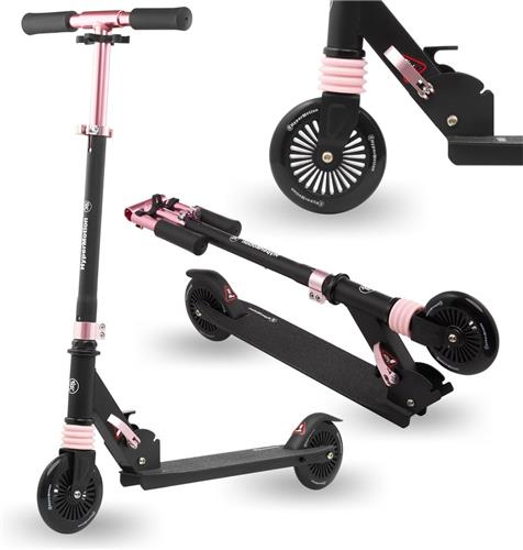 HyperMotion WALLY scooter voor kinderen van 4-9 jaar, opvouwbare tweewielige scooter met schokdemper, verstelbaar stuur, rubberen wielen, 125 mm