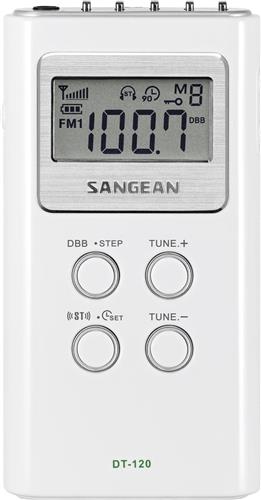 Sangean Pocket 120 - DT-120 - Zakradio, AM/FM, batterijen - Wit