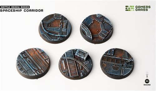 Spaceship Corridor Bases Pre-Painted (5x 40mm Round )