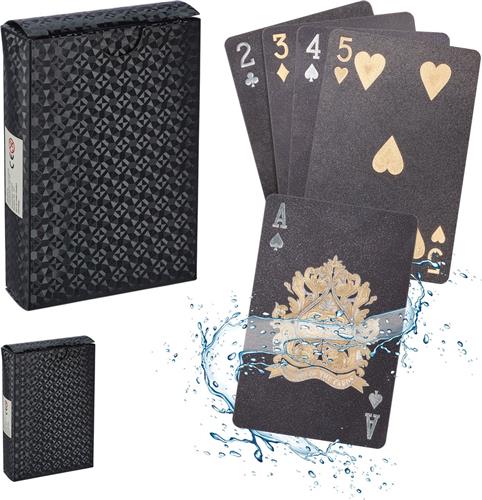 Relaxdays pokerkaarten - 2 decks - poker speelkaarten - waterbestendig - kaartspel - zwart