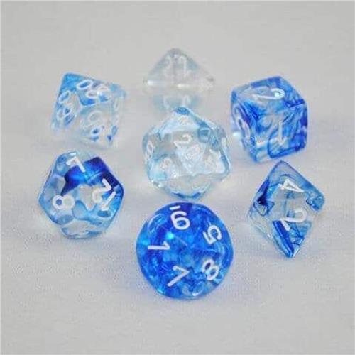 Chessex Nebula Dark Blue/white Polydice Dobbelsteen Set (7 stuks)