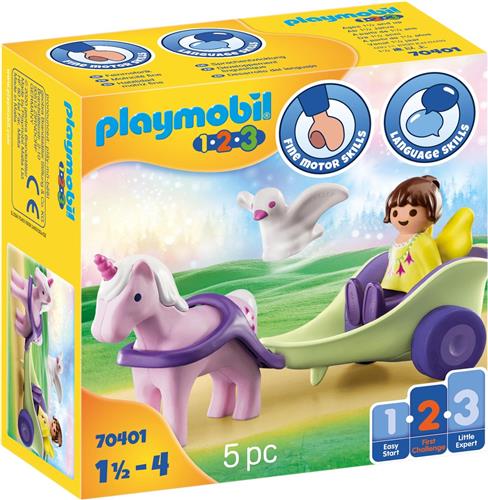 PLAYMOBIL 1.2.3 Eenhoornkoets met fee - 70401