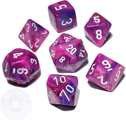 Chessex Festive Violet/white Polydice Dobbelsteen Set (7 stuks)