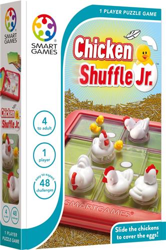 SmartGames - Chicken Shuffle Jr - breinbreker - 48 uitdagingen - Schuifpuzzel met 3D kippen en kuikentjes