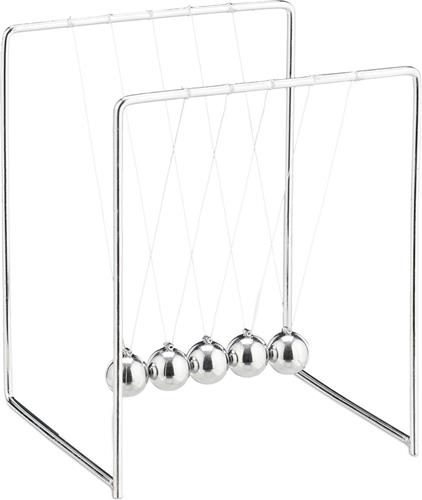 Relaxdays newton cradle - 5 balanceerballen voor op het bureau - Newton pendel