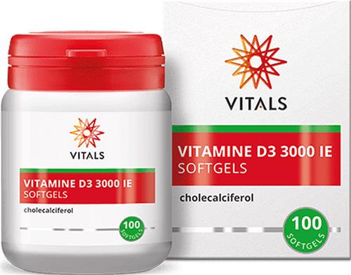 Vitals - Vitamine D3 - 3000IE - 100 Softgels - de meest effectieve vorm van vitamine D