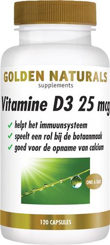 Golden Naturals Vitamine D3 25 mcg (120 softgel capsules)