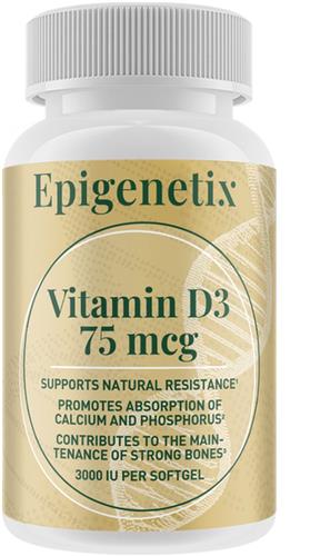 Epigenetix - Vitamin D3 75mcg - 100 softgels - Ondersteuning van de weerstand, verbetering van de botgezondheid & ondersteuning van de spierfunctie