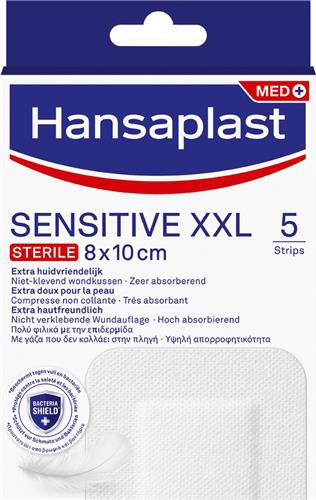 Hansaplast Sensitive XXL Pleisters - Wondpleisters - Wondverzorging - Grote Pleisters - Eilandpleisters 8x10 cm - 5 Stuks