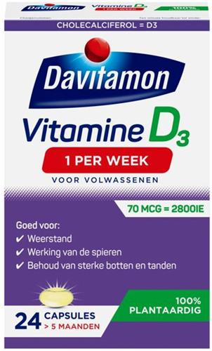 4x Davitamon Vitamine D Vegan 1 Per Week 24 capsules