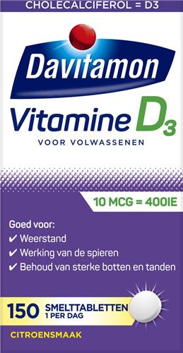 Davitamon Vitamine D Volwassen - vitamine D3 volwassenen - Smelttablet 150 stuks