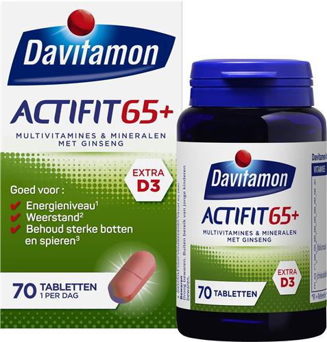 Davitamon Actifit 65+ - Multivitamine voor 60 plussers  - 70 tabletten - Voedingssupplement