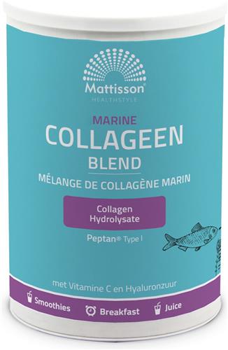 Mattisson - Marine Collageen Poeder Peptan Blend - Collageen Hydrolysaat met Vitamine C & Hyaluronzuur - 300 Gram