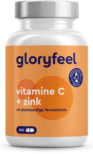 Vitamine C 1000 mg + Zink 20 mg- 365 capsules voor 6 maanden voorraad - Laboratorium getest, veganistisch zonder toevoegingen, geproduceerd in Duitsland