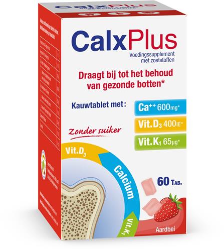 Calxplus Aardbei Kauwtabl 60