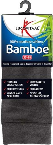 Lucovitaal Bamboe Sok Lang Antraciet Maat 35-38 1 paar