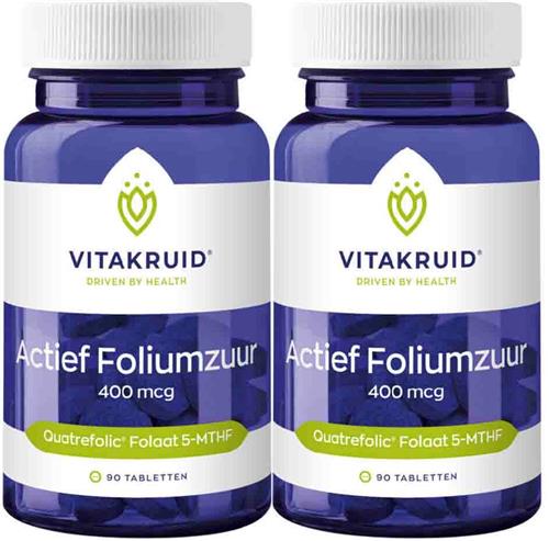 2x Vitakruid Foliumzuur 400 Mcg 90 tabletten