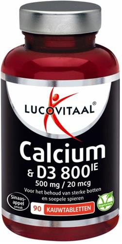 3x Lucovitaal Calcium 500mg + D3 20 mcg Kauwtabletten 90 kauwtabletten