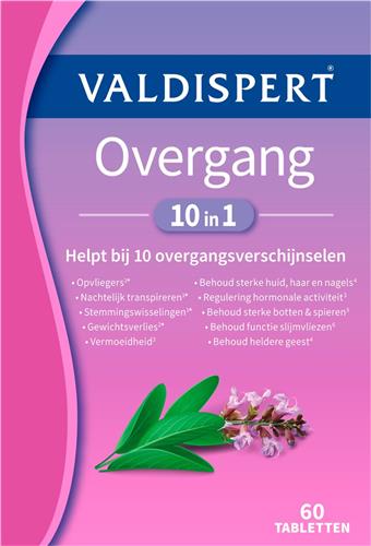 Valdispert Overgang 10 in 1 - Salie helpt bij opvliegers*, nachtelijk transpireren* en stemmingswisselingen* - Maca draagt bij aan gewichtsverlies* - 60 tabletten