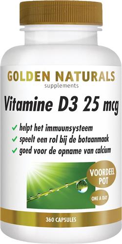 Golden Naturals Vitamine D3 25 mcg (360 softgel capsules)