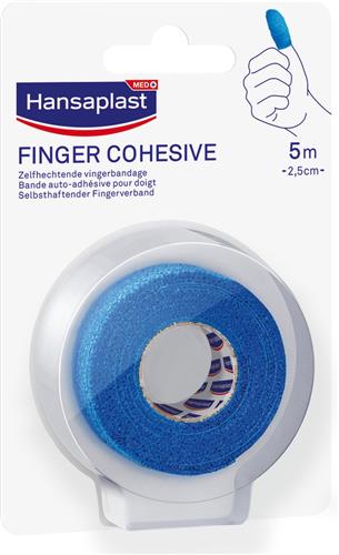 Hansaplast Finger Cohesive Zelfhechtende Vinger Bandage - Vingerbeschermer - Vinger Verband - Vingercondoom - 2.5cm x 5m - Blauw