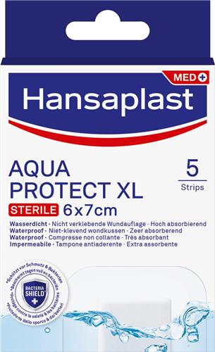 Hansaplast Aqua Protect XL Pleisters - Waterdichte pleister - Waterproof Wondpleisters - Wondverzorging - Grote Pleisters - Eilandpleister 6x7 cm - 5 Stuks