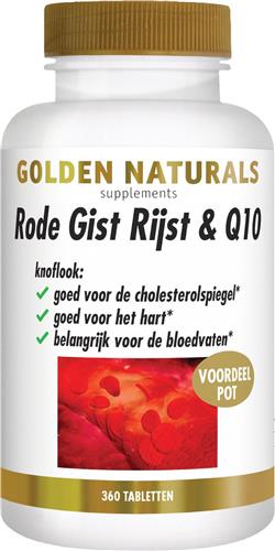 Golden Naturals Rode Gist Rijst & Q10 (360 veganistische tabletten)