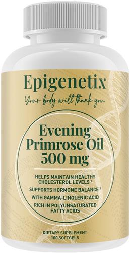 Epigenetix - Evening Primrose Oil 500mg - 100 capsules - Voor hormonale balans, ondersteuning bij menstruele klachten, een mooie huid & versterking van de immuniteit